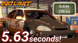 563 Seconds Honda Civic Tune Fastest Civic Tune  Update 196  No Limit Drag Racing 20 [upl. by Vanhomrigh]