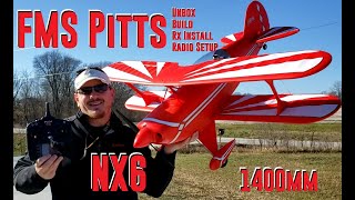 FMS  Pitts 1400mm  Unbox Build Radio Setup amp Maiden Flight [upl. by Isaacs415]