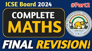 Maths Final Revision ICSE Class 10 2024 🔥 Most Important PYQs Questions ICSE Maths Class 10  ICSE [upl. by Lammaj]