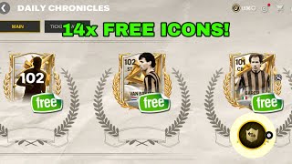 DAILY ICON CHRONICLES GUIDE HOW TO GET 14x 100 OVR ICONS FOR FREE IN FC MOBILE 25 [upl. by Forrer]