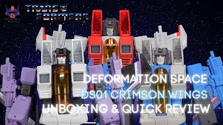 Deformation Space Crimson Wing Starscream Thundercracker Skywarp Unboxing and Quick Review [upl. by Yenittirb]