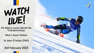 FIS Alpine Junior World Champs 2024  Mens Giant Slalom Run 2  St Jean DAulps France  Feb 3rd [upl. by Lune]