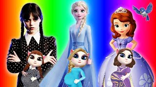 Disney Princesses makeover WENEZDAY VS FROZEN 3 VS SAFIA My talking Angela 2 disneyprincess [upl. by Norman]