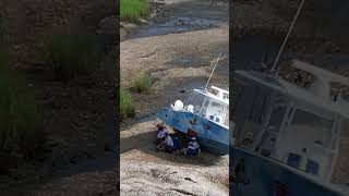 Fishing boat Stranded on oyster bed from drone drone fishing beach [upl. by Elston651]