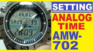 Setting Casio AMW702 analog time [upl. by Leahciam]