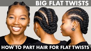 HOW TO PART HAIR FOR BIG FLAT TWISTS  STEP BY STEP TUTORIAL FOR NATURAL HAIR [upl. by Reldnahc866]