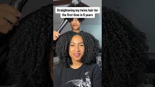 Straightening my twins hair 🫣 afro naturalhair hair [upl. by Celin]