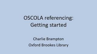 OSCOLA referencing Getting started [upl. by Macfadyn]