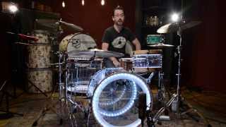 SJC Custom Clear Acrylic Drum Kit w Wood Hoops amp LED Lighting  Chicago Drum Exchange Demo [upl. by Ap403]