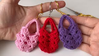 Beautiful 😍 Easy Crochet Mini bag Keychain Patterns Örgü Anahtarlık Yapımı  DIY Souvenir Keychain [upl. by Anrahs]