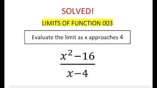 Limits of Function 003  lim x4  x216x4  Engineering Mathematics [upl. by Willem863]