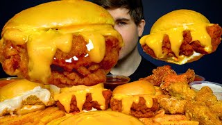 ASMR MUKBANG SPICY CHICKEN SANDWICHES CRisPY CHICKEN amp FRIES  WITH CHEESE [upl. by Nosbig]