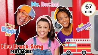 Blippi and Ms Rachel Fire Truck Song and Wheels on the Bus  Nursery Rhymes and Kids Songs [upl. by Calva]