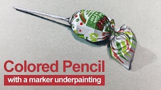 Colored Pencil Drawing Lesson  Candy [upl. by Laehcim976]