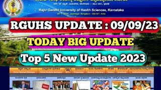 RGUHS UPDATE  090923RGUHS Updates Today  Rajiv Gandhi University of Health Sciences Bangalore [upl. by Ilaire]