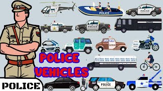 police Vehicles  Exploring Police Vehicles for Kids  Learn About Police Cars Vans and More [upl. by Yelrihs]