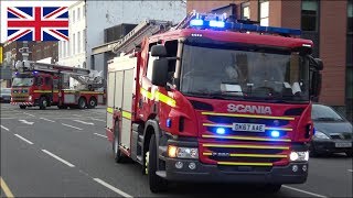 New fire engine and a ladder truck responding with two tone sirens [upl. by Handbook]