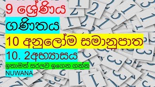 grade 9 maths102 අභ්‍යාසය 10 අනුලෝම සමානුපාත [upl. by Sairu534]