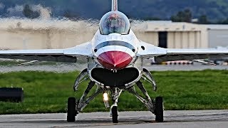 US Air Force Thunderbirds Arriving amp Departing VNY [upl. by Bardo]