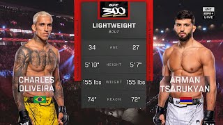 UFC 300 Charles Oliveira vs Arman Tsarukyan Full Fight [upl. by Eikcim]