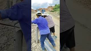 Installation process of highway guardrails [upl. by Aynuat]