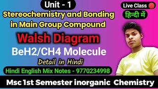 Walsh Diagram Triatomic Molecule BeH2 and H2O Walsh diagram in Hindi Msc 1st sem inorganic chemistry [upl. by Yekcin]