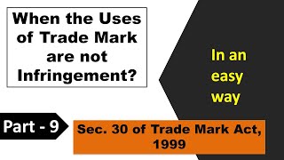 When the uses of the trademark are not infringement  Sec 30 of the Trade Mark Act 1999 [upl. by Noryahs]