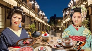 Dining with Geisha and Maiko at Wagyu Ryotei Bungo Gion 和牛料亭 bungo 祇園 Kyoto Japan 祇園東の舞妓さんと芸妓 [upl. by Abel]