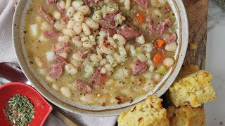 The Best Ham and Bean Soup with Cheat Cornbread [upl. by Pippa]