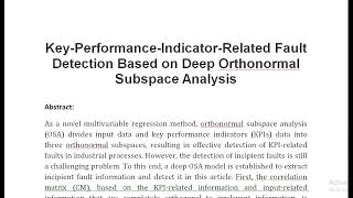 Key Performance Indicator Related Fault Detection Based on Deep Orthonormal Subspace Analysis [upl. by Ofella8]