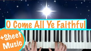 How to play O COME ALL YE FAITHFUL  Christmas Carol Piano Tutorial [upl. by Bundy]