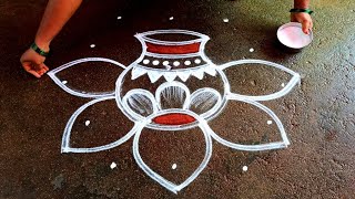 Pongal pot rangolisankaranti muggulu2023bhogi kundalu mugguluThaipongal kolamSuper rangoli [upl. by Derwon]