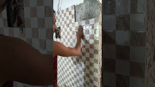 kitchen wall tiles fitting process 🔥🔥🔥 kitchenwalltiles construction [upl. by Imogene]