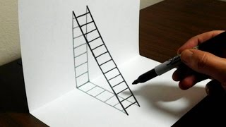 How to Draw a 3D Ladder  Trick Art For Kids [upl. by Aklam281]