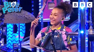 Nandi Bushell Drum Solo Food Tutorial amp Gold Badge Surprise  Blue Peter [upl. by Divan163]