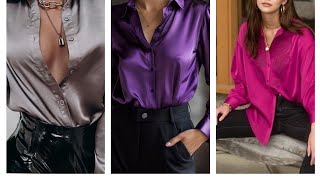 Fabulous and versatile satin blouse ideas for ladies [upl. by Ojillek535]