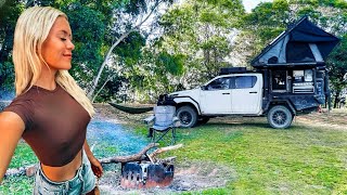 CAMPING ALONE IN NATURE 🏕️ waterfalls the bluest lake and a campground to myself [upl. by Allista]