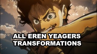 All Transformations from Eren Yeager in Attack on Titan ALL SEASONS Dub [upl. by Akineg795]