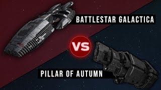 Pillar of Autumn Halo vs the Battlestar Galactica REUPLOAD  Starship Versus [upl. by Walls]