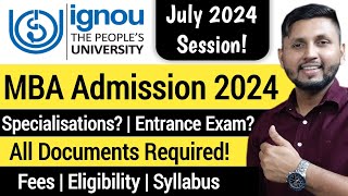 Ignou MBA Admission 2024  Specialisation amp Fees  Ignou Admission July 2024  Online MBA Admission [upl. by Aenehs]