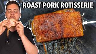 How to Make Roast Pork Loin on a Charcoal Rotisserie With Crispy Pork Crackling [upl. by Levey]