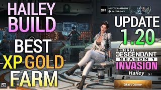 Best XP Farm THE FIRST DESCENDANT Hailey Build  Best Gold Farm The First Descendant Update 120 PS5 [upl. by Acimehs]