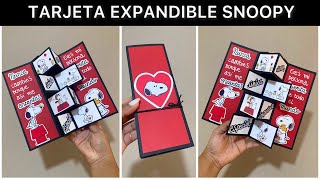 Tutorial TARJETA 3d expandible de SNOOPY  Sorprende a tu novio a  Snoopy card [upl. by Saravat]