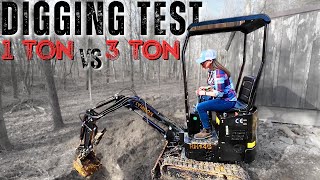 KYMRON DIGGING TEST1 Ton Vs 3 Ton Chinese Excavators [upl. by Astto]