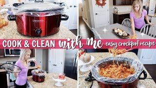 CLEAN amp CROCKPOT COOK WITH ME  AFTER DINNER CLEANING ROUTINE  EASY HEALTHY WEEKNIGHT MEALRECIPE [upl. by Eerac]