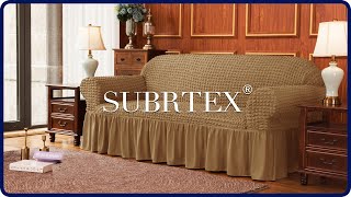 How to install Stretch Sofa Cover Skirt Style Couch Slipcover by Subrtex [upl. by Anoiek701]