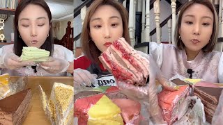 CREPE ASMR crepe cake  eating show [upl. by Nnaeiluj545]