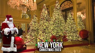 NYC Christmas ✨ 5th Avenue Bergdorf Goodman Christmas Windows 2023 Plaza Hotel Rockefeller Center [upl. by Adihsaar906]