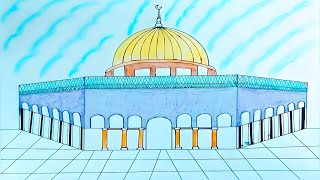 Masjid Al aqsa drawing for beginnersHow to draw Al aqsa mosque Step by Step [upl. by Romola]