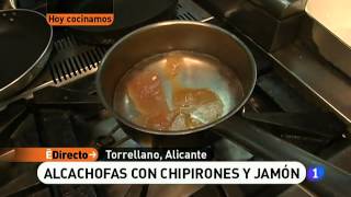 Receta de Alcachofas con chipirones y jamon ED [upl. by Luise103]